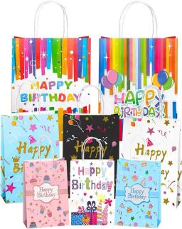 Desenhos animados customizáveis sacolas de compras, sacos de papel kraft, embalagem de presente, festa de aniversário, atacado, 40pcs - Image 6