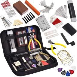 Kit de ferramentas para guitarra, 74 peças, com bolsa de transporte, ferramentas de reparo, régua de ação de corda, arquivo luthier, pinos de ponte de guitarra para guitarra, ukulele - Image 1