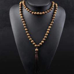6 8 10mm vintage 108 mala contas colar original de madeira grânulo masculino borla yoga meditação colares feminino oração budista jóias - Image 3