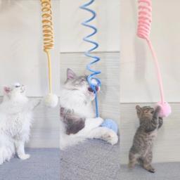 Brinquedo para animais de estimação engraçado interativo gato vara primavera corda bola brinquedo de pelúcia jogar treinamento gatos suprimentos акkolandoри для yisтів - Image 3