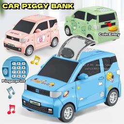 Inteligência caixa de dinheiro cofrinho dinheiro carro impressão digital atm para crianças moedas digitais dinheiro mini poupança depósito seguro brinquedo presente do miúdo - Image 1