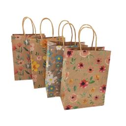 Sacos De Presente De Flor De Papel Kraft, Embrulho De Punhos, Favor Do Casamento, Embalagem Portátil, Saco De Compras, Fontes Do Partido De Aniversário, 12 Pcs, 24Pcs - Image 1