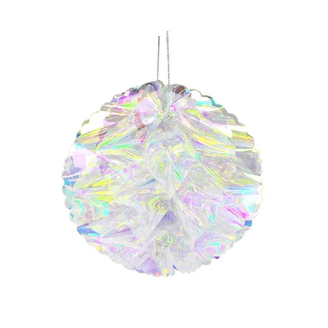 Enfeite de Natal com Estrela e Bola de Papel em Laser Brilhante para Decoração de Festas e Casamentos