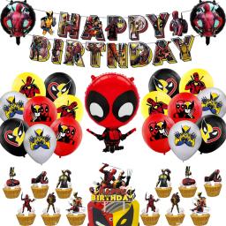 Balões Deadpool e Wolverine, Banner Feliz Aniversário, Decoração De Festa, Toppers De Bolo, Talheres Descartáveis, Adesivo De Herói De Fundo - Image 1