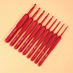 Alumínio mão tricô agulhas, Red Crochet gancho, Silicone Handle, Weave artesanato ganchos, crochê, 2mm, 2.5mm, 3mm, 3.5mm, 4mm, 4mm, 5mm, 5 milímetros, 6 milímetros, 1PC - Image 1