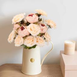Espuma Artificial e Conjunto de Flores de Seda, Flores Falsas com Hastes, Buquês de Casamento DIY, Centerpieces, Decoração de Casa de Festa - Image 5