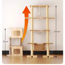 Grandes árvores e torres de madeira do gato, Arranhador para brinquedos para gatos, Gym Hiding House, Almofada de dormir, Almofada de resfriamento, Animais de estimação, Luxo - Image 2