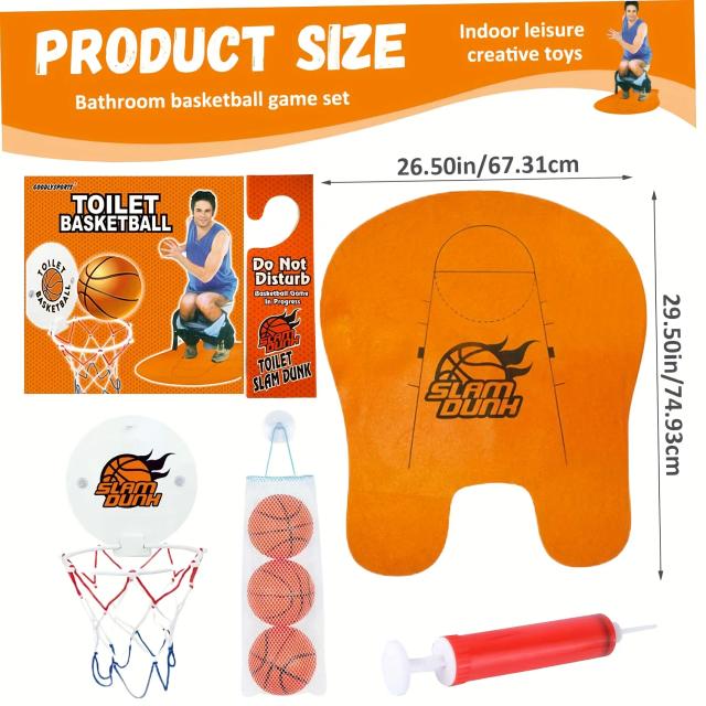 Mini Suporte de Basquete para Banheiro com Bola - Brinquedo Divertido para Adultos