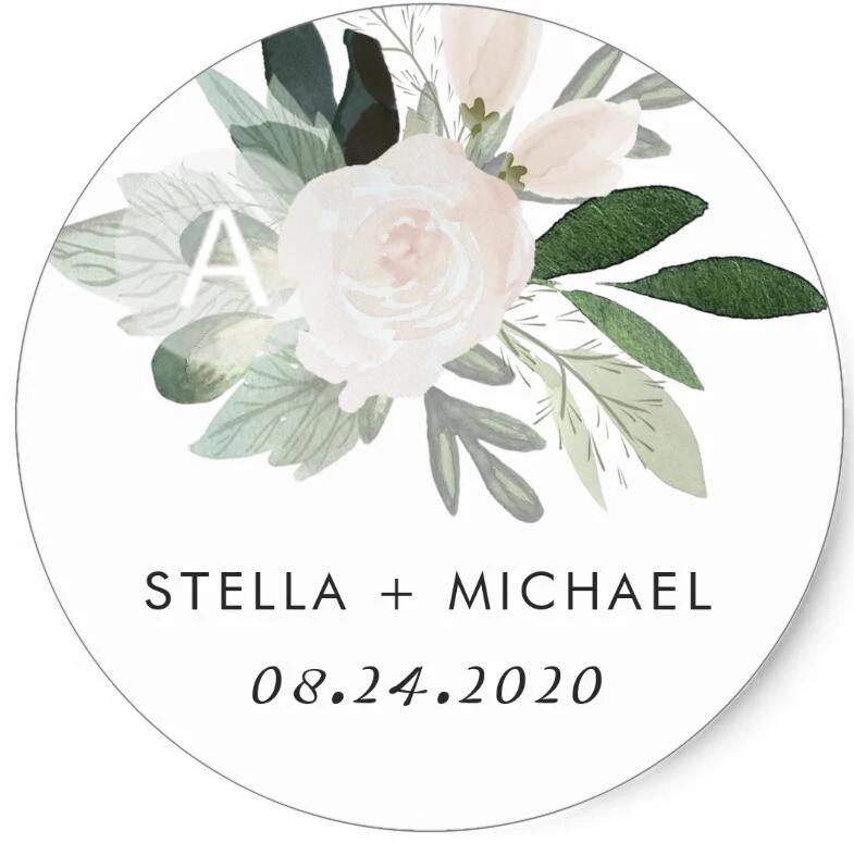Personalizado Personalizado Adesivos De Casamento, Convites, Candy Favors, Caixas De Presente Etiquetas, Aniversário, Logotipo, Bolo Adesivos, Kraft Branco, 100Pcs - Image 1
