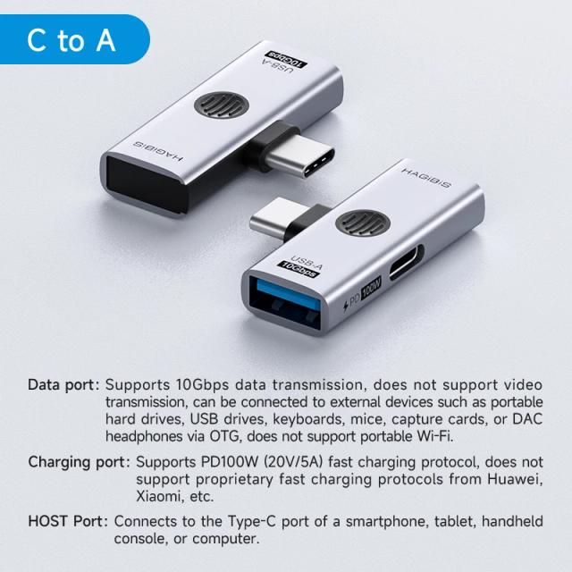 Hagibis Adaptador USB C Duplo 1 em 2 Saídas 100W