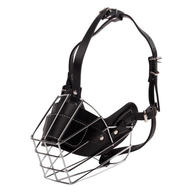 Máscara Anti-Mordida para Cachorros com Capa Ajustável e Estrutura de Metal Respirável