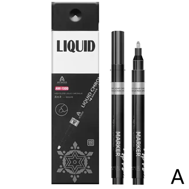 Marcador Líquido Chrome à Prova d'Água para Vidro, Metal, Papel e Plástico - Caneta de Pintura Espelho Cromo 1.0mm para Projetos de Arte e Artesanato
