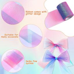 Arco-íris Glitter Tulle Rolls, Tecido Gradiente, Rede De Fita, Carretel, Artesanato De Costura Brilhante, 1 Rolo - Image 3