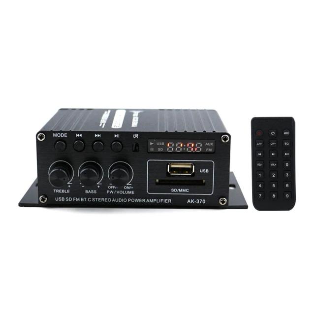Amplificador Estéreo HiFi Digital 20W com Bluetooth para Música, Subwoofer e Alto-falantes - 2.0 Canais