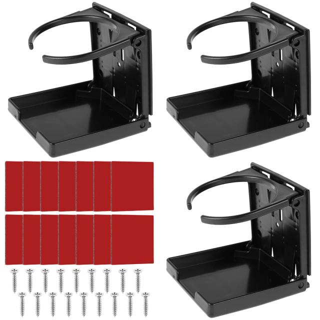 Suporte Ajustável e Dobrável para Bebidas em Carro - Rack para Garrafas de Água, Café e Cinzeiro (3 Unidades)