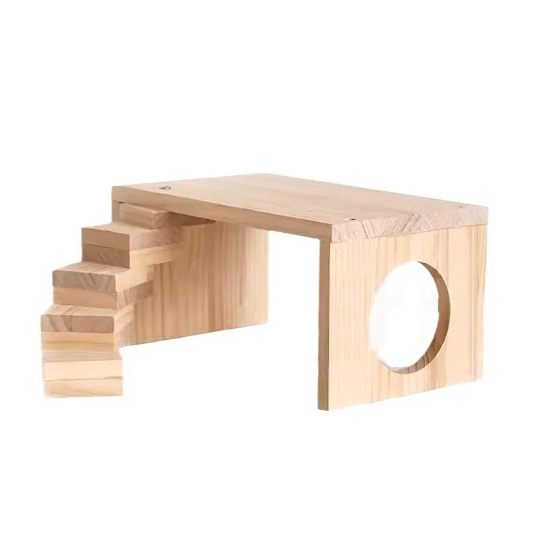 Madeira maciça escada giratória para decoração de casa, pequena mesa plataforma, pet fornecimentos, hedging, frango, hamster, paisagem, adereços, brinquedo - Image 1