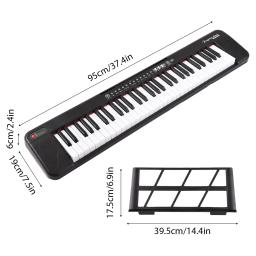Piano eletrônico multifuncional com teclado iluminado, Instrumento musical portátil, 61 teclas, Piano digital - Image 5