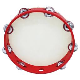 Mão pandeiro com Metal única linha, Jingles Sheepskin Drum Skin, pratos de Metal, 8pcs, 10" - Image 4
