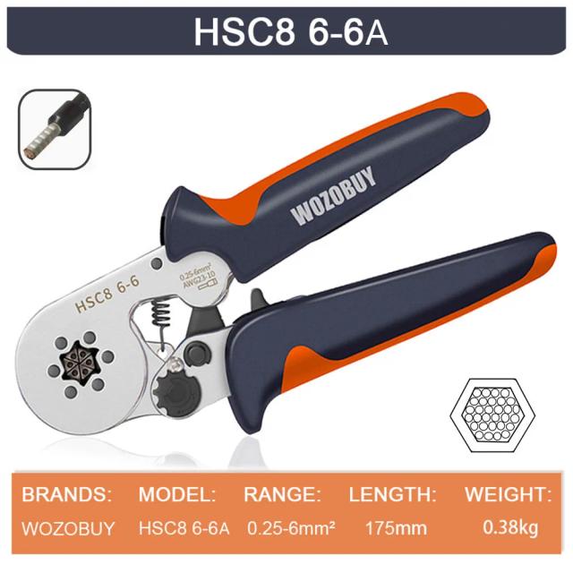Kit Completo de Ferramentas para Frisos, Crimpadora Ajustável HSC8 6-6A/6-4A da Wozobuy para Conectores Elétricos