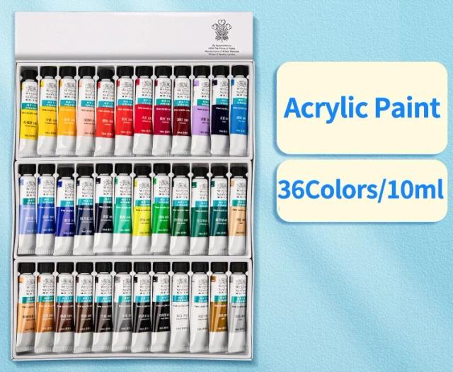 WINSOR & NEWTON Conjunto de tinta acrílica 12/36 cores Pintura artesanal para tecido/roupas/prego/canvas/pintura de rocha conjunto de desenho materiais de arte