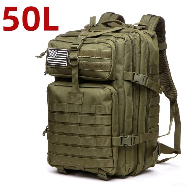 Mochila Tática de Nylon Impermeável 50L/25L para Esportes e Aventuras ao Ar Livre