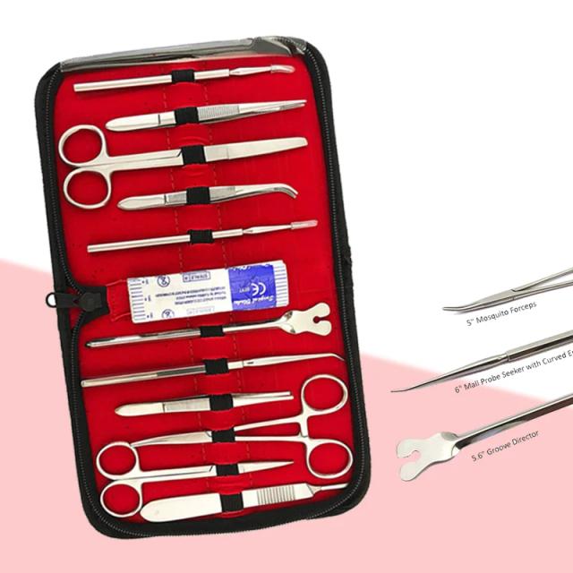 Kit de Prática de Sutura para Estudantes Médicos - 1 Conjunto de Ferramentas de Dissecção de Aço Inoxidável