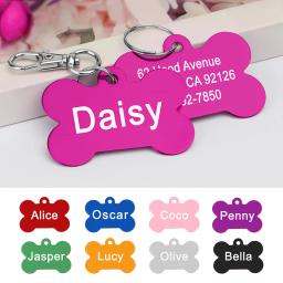 osso em forma de animal de estimação id tag personalizado cão gato nome tags anti-perdido livre gravura colar pingente osso para pequeno médio grande animal de estimação - Image 1
