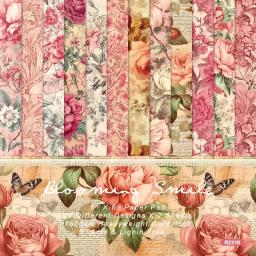 Estilo colorido Floral Papel de fundo, Scrapbook Pads, Junk Journal Paper Pack, Arte Artesanal Papel Artesanal, 6 Polegadas, 12 Folhas - Image 3