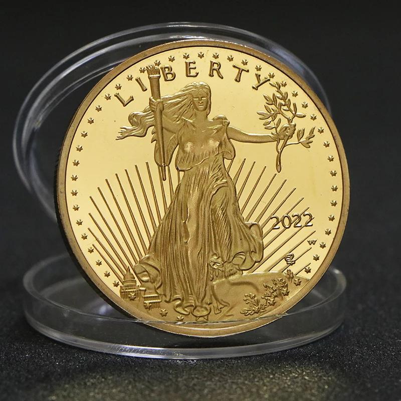 Coleção Americana de Moedas de Ouro Fino, EUA Liberty Eagle, 50 Dólares, Colecionáveis, Decoração, Fundação God We, Presentes de Natal, 2021, 2022 - Image 1