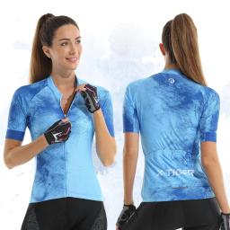 Camisola de ciclismo feminino, camisola de bicicleta, Pro Team, camisa de ciclismo de alta qualidade, jérsei azul, slim fit, estilo chinês, SPF 50 - Image 1