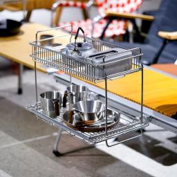 Tryhomy IGT Cesta de drenagem de acampamento de aço inoxidável cabide de camada dupla adequado para acampamento IGT rack de expansão lateral de mesa ﻿ - Image 1