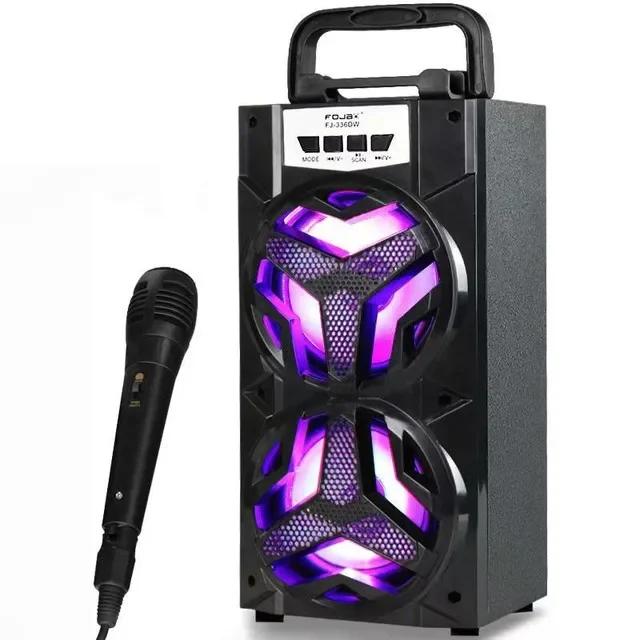 Alto-Falante Bluetooth Portátil para Karaoke ao Ar Livre com Som Surround Estéreo e Rádio FM