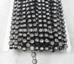Ss16 tira de vidro cristalino ab 4mm, cores preto e branco, ajuste de plástico, decoração para fantasia, corrente com 1 jarda - Image 2