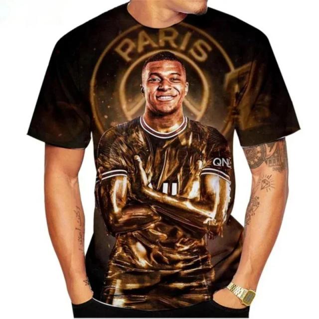 Camiseta Masculina de Jogador de Futebol em 3D, Casual e Estilosa para o Verão 2024