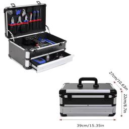 Caixa de ferramentas de alumínio com gavetas, Mala de armazenamento portátil multi ferramenta para ferramentas, Mala elétrica, Equipamento Ferramentas Organizer - Image 1