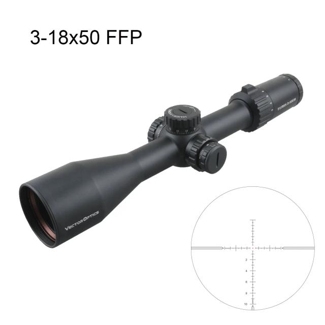 Mira Tática Vector Optics Taurus 3-18x50 FFP com Função de Travamento da Torre para Tiro de Longo Alcance e Praticidade em Esportes de Tiro
