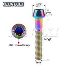 Xingxi titânio m6x10 16 18 20 25 30 35 40 45 50 55 60 65mm chave allen parafuso de cabeça cônica para bicicleta fone de ouvido freio parafusos - Image 2