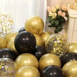 16 peças balões de lantejoulas metálicas pretas para decoração de balões de festa de formatura de casamento de aniversário - Image 4