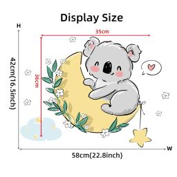 Adesivos de parede com desenhos animados para decoração de quarto infantil, pvc papel de parede com coala bonito na lua, para quarto do bebê e berçário - Image 5