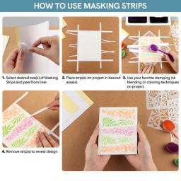 60-120 folhas de tiras de mascaramento pré-corte 1/8 "1/4" 1/2 "adesivos adesivos delicados para criar fundos fronteiras cartão pacote negócio - Image 2