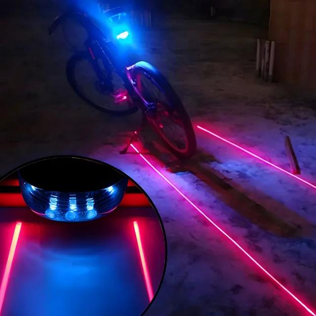 Lanterna Traseira Bicicleta LED Impermeável com 2 Lasers e 5 LEDs para Segurança em Ciclismo