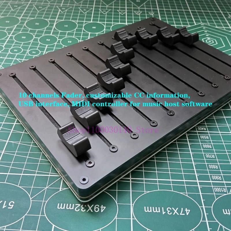 Controlador MIDI para música Host Software, 10 canais Fader, informações CC personalizável, Interface USB - Image 1