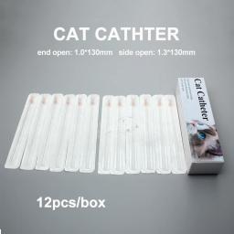Cateter do gato de 12 pces sem cateteres urinários do estilete para o lado aberto 1.3mm da extremidade dos gatos aberto 1.0mm suprimentos veterinários - Image 1