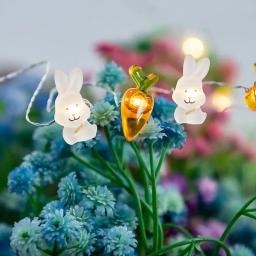 Luzes LED para decoração de Páscoa, coelho cenoura, luz de fadas, presentes para casa, favor de festa, coelho, novo - Image 5