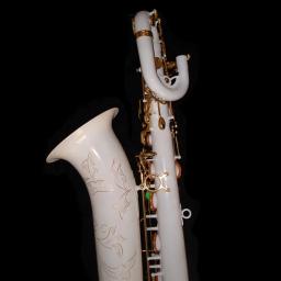 Ouro laca chave barítono saxofone, corpo cor branca, alto grau - Image 4