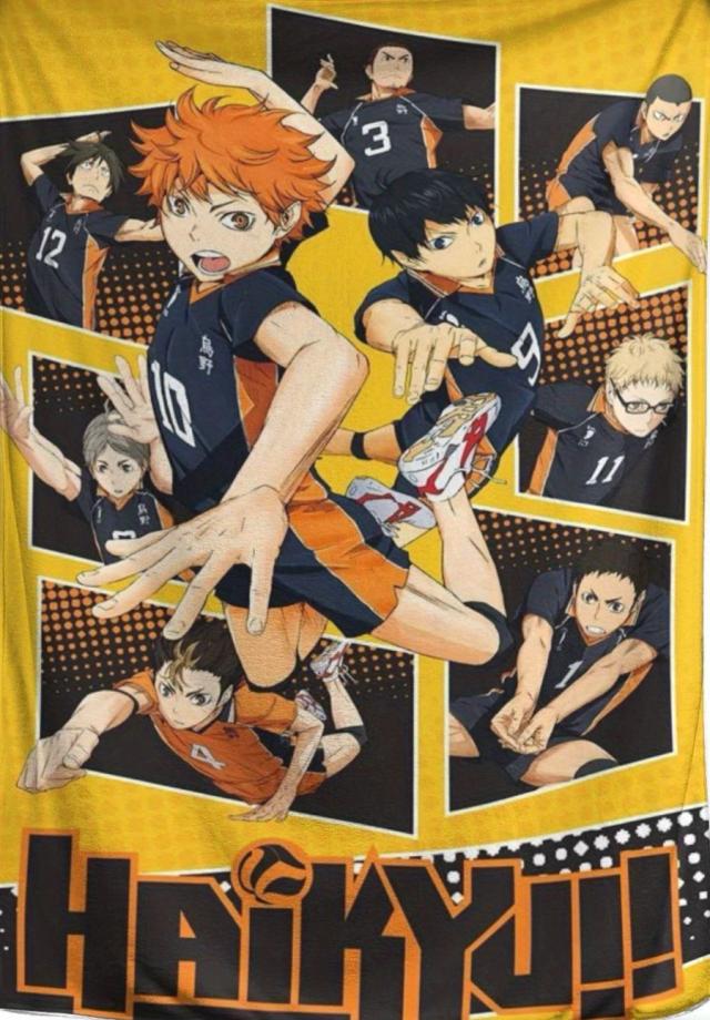 Volleyball Team Blanket Design Macio e Aconchegante Presente para Fãs de Anime