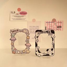 Porta-cartão Kawaii, adorável cachorrinho dos desenhos animados, display acrílico, ídolo em pé, k-pop, família, amigo, suporte de foto, material para estudante - Image 3