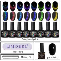 Olho de gato Magnético Unha Polonês Set, Rainbow Glitter, Starry Sparkle, Chameleon Laser, Misture Verniz, Semi-Permanente Nail Salon, Nós - Image 2