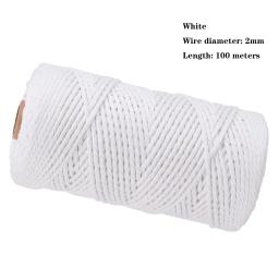 100m longo trançado algodão corda, ideal para têxteis-lar, festa de casamento, cabo de macramé, decoração artesanal, diâmetro 1/2/3mm - Image 3