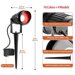 Controle remoto LED Lawn Lamp com conector, RGBW Spike ao ar livre, luz da paisagem, iluminação do jardim da árvore, 16 cores, AC, DC, 12 V, 24V - Image 3